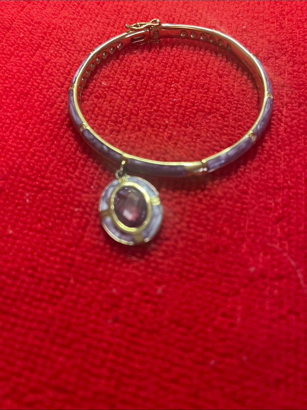 Gold-Tone Lavender Charm Bangle Bracelet
